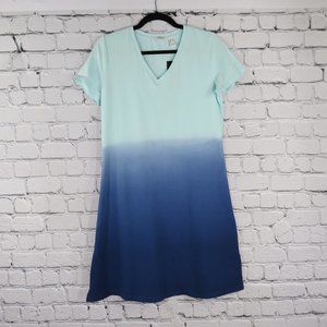 NWT - Women's Ombre V-Neck T-Shirt Dress - Blue